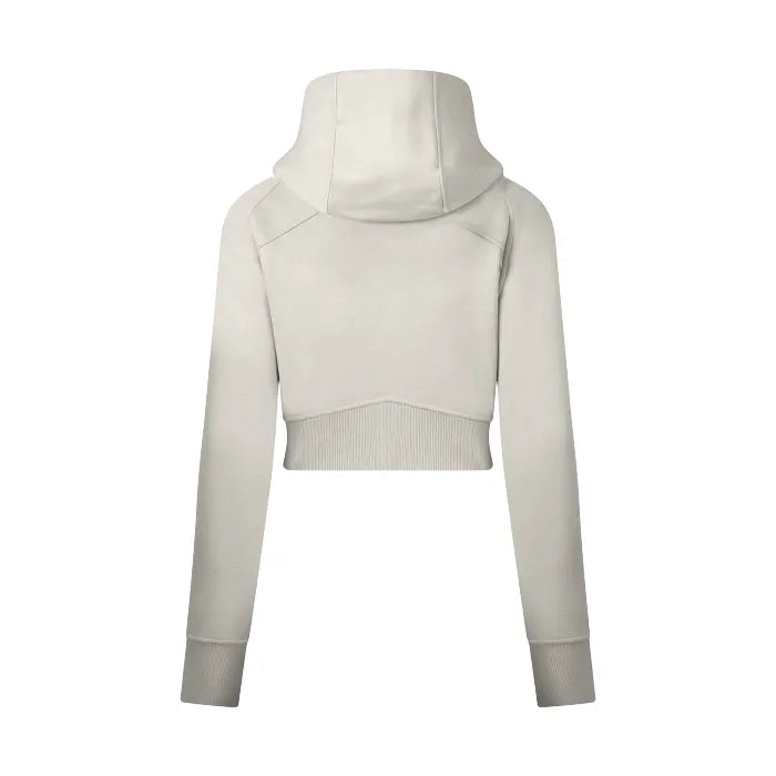 Cursive Cripped Zip Through Hoodie