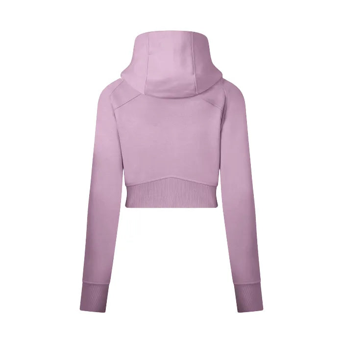 Cursive Cripped Zip Through Hoodie