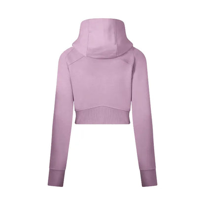 Cursive Cripped Zip Through Hoodie